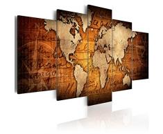 murando - Cuadro en Lienzo 200x100 cm - Impresion en calidad fotografica - lienzo tejido-no tejido - Cuadro en lienzo tejido-no tejido - Mapa del Mundo Continente Mundo k-A-0062-b-n