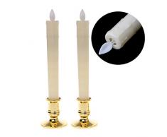 MYA - Juego de 2 Velas LED sin Llama, Velas LED alimentadas por batería, Velas LED retráctiles, decoración para Navidad, árbol de Navidad, Pascua, Boda, Fiesta
