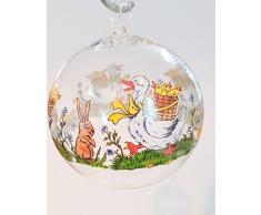 Decoración de Pascua bolas de cristal para colgar con diseño de imágenes de ganso de Pascua conejo pollito osterstrauss Oster Corona Ventana Decoración Diámetro aprox. 6 cm oberst dorfer Glashütte