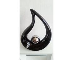 De estilo moderno de la escultura figura decorativa de colour negro y plateado de cerámica con diseño de bola de Navidad de altura 23 cm