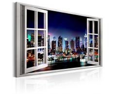 murando – Cuadro en Lienzo Vista de la Ventana 120x80 cm 1 Parte Impresión en Material Tejido no Tejido Impresión Artística Imagen Gráfica Decoracion de Pared New York Ciudad a d-C-0068-b-a