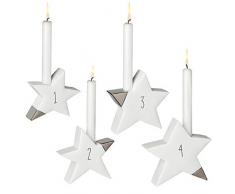 Ajuste de hora de invierno de adviento en forma de candelabro de porcelana de la estrella de plata