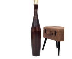 Leewadee Jarrón De Suelo Grande para Ramas Secas Decorativas Florero Alto De Piso Decoración Casa 90 cm, Madera de Mango, marrón