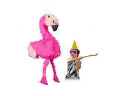 Relaxdays Piñata Infantil Flamenco XXL, Color Rosa, 80 x 40 x 14 cm (10022567)