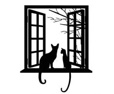 ELEBEAUTY Dos Gatos Negro Pegatinas de Pared Etiqueta de la Pared Decoración del Hogar 3D Vinilo Papel Pintado Adhesivo Mural para Dormitorios Salones Hogar Baños Cocina Oficina Pegatina de Pared