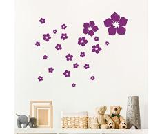 ufengke 23 Piezas Pegatinas de Pared Flores Estampadas (Púrpura Oscuro) Calcomanías de Pared Vinilo DIY Hogar con Mural Decorativo para Sala de Estar Dormitorio