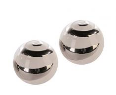 Lifestyle & More Bolas de cerámica Decorativas Modernas 2 Piezas Blanco/Plata diámetro 10 cm
