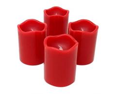 ToCi 4er-juego de luces LED de colour rojo de velas de cera con temporizador de diámetro de 7 x 9 cm en forma de corona de Adviento con forma de vela