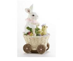 Delton Products Corp - Figura Decorativa de Conejo de Pascua y Pollo en Cochecito, 8,9 x 15,2 cm