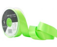 Cinta de satén de poliéster a doble cara Berisfords de 25 mm, color verde fluorescente
