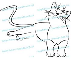 (50 x 38 cm) diseño de vinilo adhesivo decorativo para pared de gato suelto y amplio/feliz con su vida de gato de silueta de lámina de decoración de pegatina/Home DIY de tela + incluye figura decorativa y calcomanías para regalo al azar