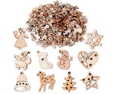 200pcs Adornos Madera Navideños de Arbol Navidad Ornamento Colgante Decoración Rebanadas Scrapbooking Bricolaje DIY Artesanía