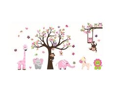ufengke Pegatinas De Pared Animal Árbol Vinilos Adhesivos Pared Jirafa Elefante para Dormitorio Habitación Infantiles Bebés