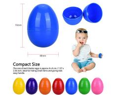 YoungRich 48pcs Huevos de Pascua Coloridos Decoración de Pascua de Plástico Vacío Reutilizable para Niños Adultos Llenar Sorpresa Juguetes Caramelos Galletas Chocolates Premios Juego de Pascua 4 * 6cm