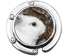 Gancho Monedero Conejo Blanco Cesta de Sauce de Pascua Bolso Plegable Mesa Percha-Bolso Percha Colección-Escritorio Ganchos