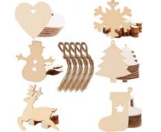 Liuer Rodajas de Madera,60PCS Discos de Madera Rebanada Naturales Perforado Con Corteza de Árbol Para Manualidades Pintar Diy Artesanías Decoraciones Navidad Hogar Adornos