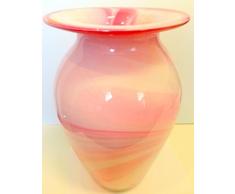 Jarron de suelo grande de cristal coloreado, bulboso florero de vidrio soplado a boca en tonos rosa y blanco de marmol, para las flores de tallo largo, altura circa 26 cm, disenado y fabricado por la Oberstdorfer Glashütte