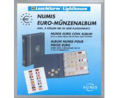 Numis Euro-Münzenalbum: Komplett-Album im blauen 4-Ring-Binder aus Kunststoff inkl. 5 Hüllen NH 24 (für 15 komplett EURO-Kursmünzensätze) und farbigem ... Euro-Zeichen auf dem Albumdeckel