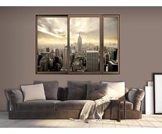 Ilusion Optica 3D 140x100 cm Fotomural Poster Finestra Fotomurales Papel pintado Quadro Ciudad City New York Panorama