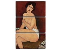 Printed Paintings Impresión Sobre Lienzo 3 Partes(80x120cm): Amedeo Modigliani - Sentado Desnudo