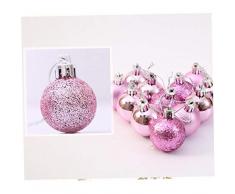 Kacniohen 1 Caja (24pcs) Uso de múltiples Bolas de Navidad con Cadena Práctica Bola plástica inastillable Adornos del árbol de Navidad Bolas de Color Rosa
