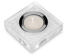 Elegante candelero para velas de té Lotus 1 con cristales de ELEMENTOS SWAROVSKI - Brillante decoración para mesas (transparente)