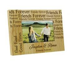 Amigos para siempre personalizados marco grabado de madera Cuadro Con Nombres - 4 x 6 pulgadas Horizontal regalo del día de la amistad