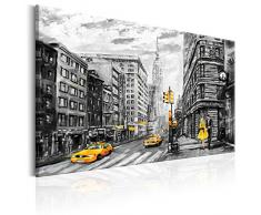 murando - Cuadro - New York 120x80 cm - Impresion en Calidad fotografica - Cuadro en Lienzo Tejido-no Tejido - NYC City Ciudad Manhattan Taxi Negro Blanco Gris d-B-0173-b-a