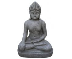 Figura de Buda sentado Bhumisparsha-mudra - para casa y jardín - Altura 60 cm - gris