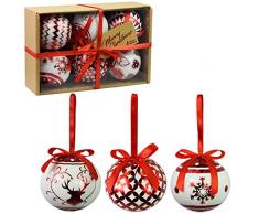 Juego de 6 adornos navideños de lujo Decoración tradicional de árbol Bolas festivas temáticas de Navidad (adornos rojos metálicos)