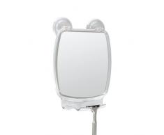 InterDesign Power Lock Espejo de baño para afeitarse, espejo de maquillaje rectangular en plástico con dos ventosas resistentes, transparente