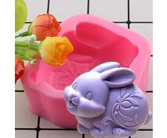 WANGY 3D Conejito de Pascua Moldes de Silicona Conejo Vela Resina Molde de Arcilla Molde de Caramelo de Chocolate Fondant Herramientas de decoración de Pasteles