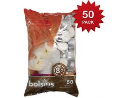 Bolsius -Velas, Cera parafina, Color Blanco, de 8 Horas, 7x18x32 cm, Paquete de 50