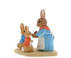 Beatrix Potter A29193 - Figura Decorativa de Conejo de la Sra. Flopsy and Peter (Resina, 4 x 7 x 7 cm), Resina, Colorido., 5X 7 x 7 cm