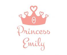 Vinilos de pared princesa de corona personalizado (grande)