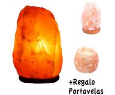 Lámpara de Sal Natural del Himalaya - 2/3 kg + Portavelas Regalo - Recomendado Feng Shui