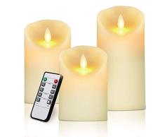 YMing Juego de 3 Velas sin Llama, Luz de Vela con Pilas para la Decoración del Hogar Fiesta de Bodas de la Iglesia (Vela de Marfil)