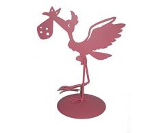 Figura de Pastel Metálica Cigüeña Rosa - Figuras para Bebé Rosas de Metal BabyShower, Tartas, Recién Nacidos, Bautizos