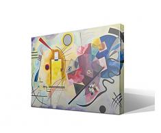 Canvas lienzo bastidor Amarillo Rojo Azul de Vasili Kandinski - Ancho: 95cm - Alto: 70cm - Bastidor: 3cm - Imagen alta resolución - Impresión sobre Lienzo de Algodón 100% - Bastidor de madera 3x3cm - reproduccion digital de