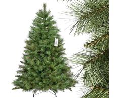 FairyTrees Árbol de Navidad Artificial Abeto ESCANDINAVO, Material PVC, Las piñas verdaderas, el Soporte en Metal, 150cm, FT16-150