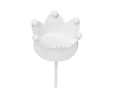 Posi 4 unidades de portavelas de metal con forma de corona blanca, soporte para velas de té, conector para corona de Adviento, 8,5 x 5,5 cm, soporte