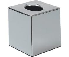 WIN-WARE Caja de pañuelos cromada en forma de cubo. Adecuada para hoteles, hostales, casas rurales... Puedes reemplazar los pañuelos con mucha facilidad.