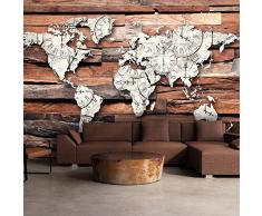 Fotomural 350x245 cm - 3 tres colores a elegir - Papel tejido-no tejido. Fotomurales - Papel pintado - madero Mapa del mundo k-A-0028-a-b