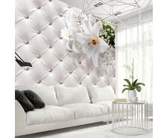 Fotomural 300x210 cm ! Papel tejido-no tejido. Fotomurales - Papel pintado - Flores Cuero blanco moderno b-C-0119-a-a
