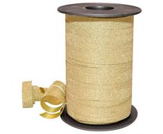 Prasent - Rollo de Cinta para Regalos (100 m x 10 mm, Polipropileno, Acabado Brillante), Color Dorado