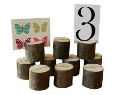 Gosear 10 piezas Tocón de Madera Forma Portatarjetas del Lugar de Número Nombre / Menú de Tabla / Clip de Foto Imagen - Soporte de Tarjeta para Recepción Fiesta de Boda