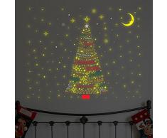 Wallflexi Navidad decoración Pegatinas de Pared árbol de Navidad Glow â francés Citas de Pared murales Adhesivos salón niños guarderÃa Escuela Restaurante Cafe Hotel casa decoración, Multicolor