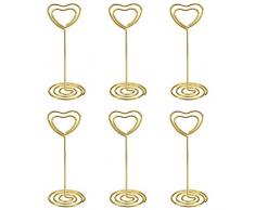 TOOGOO 24 Paquete de numero de tabla Soportes de tarjeta Soporte de foto Soporte de tarjeta de lugar Portapapeles de menu, forma de corazon dorado
