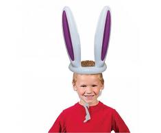 Beito Sombrero Hinchable con Orejas de Conejo con Anillas, Juguete de Juego para Familia y Niños, Regalos de Pascua, Pascua, Huevos, Caza, Toss, Pascua, Fiesta, Juegos de Favor