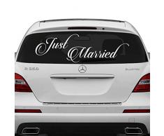 (90 x 31 cm) del coche vinilo adhesivo de diseño de recién casados/la decoración de la boda de la adhesión wallkraft/etiquetas de la ventana de coche espejo + regalo gratis al azar TecGadgets